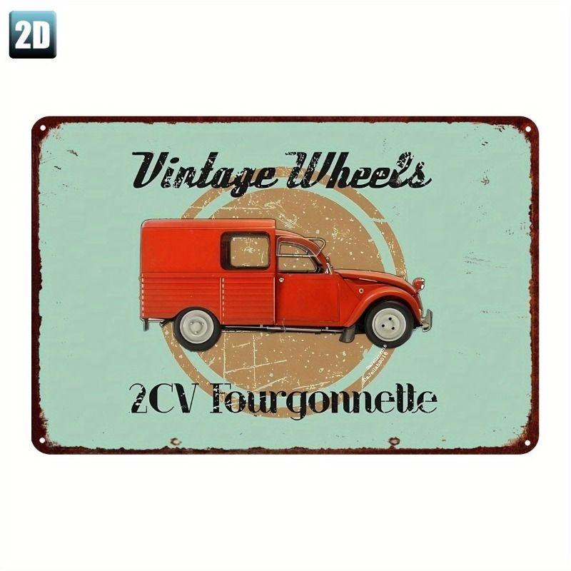 Racing Car Retro Style Metal Decorative Painting for Garage Room Decor
