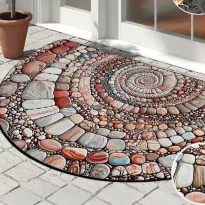 Tapis de sol demi-cercle en brique de fleurs, Tapis de porte domestique, Tapis de sol décoratif imprimé