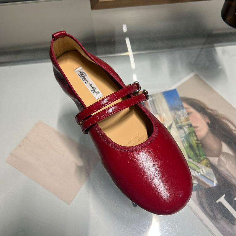

Fashion Footwear Round Toe Ladies Mary Janes Flats Shoes Soft Female Buckle Strap Fashion Shallow Women Flats With Shoes lady 35 красный