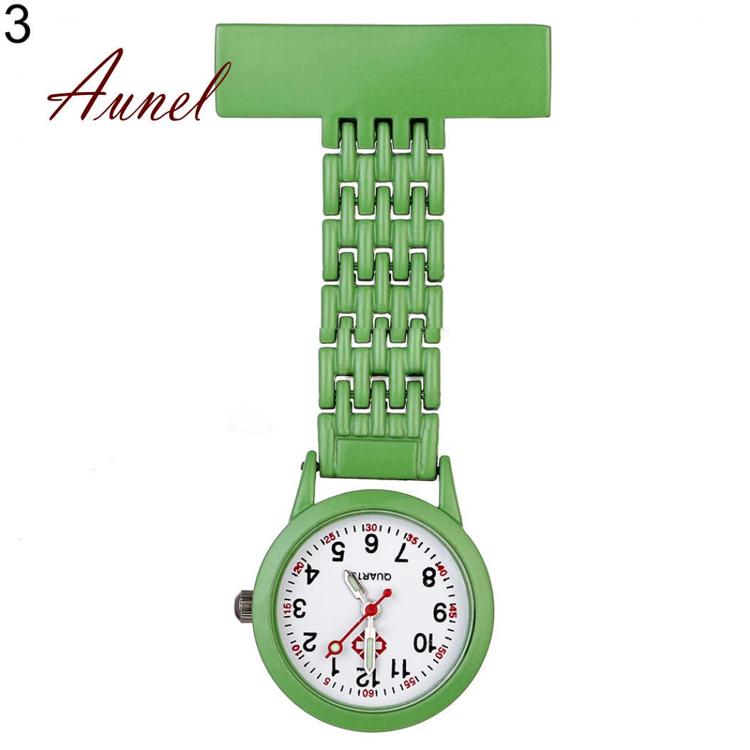 

Металлическая карманная кварцевая аналоговая брошь с зажимом для медицинской медсестры, часы-брелок зелёный