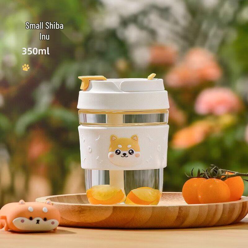 Vanow Ceramic-Lined Glass Tea & Coffee Cup with Straw