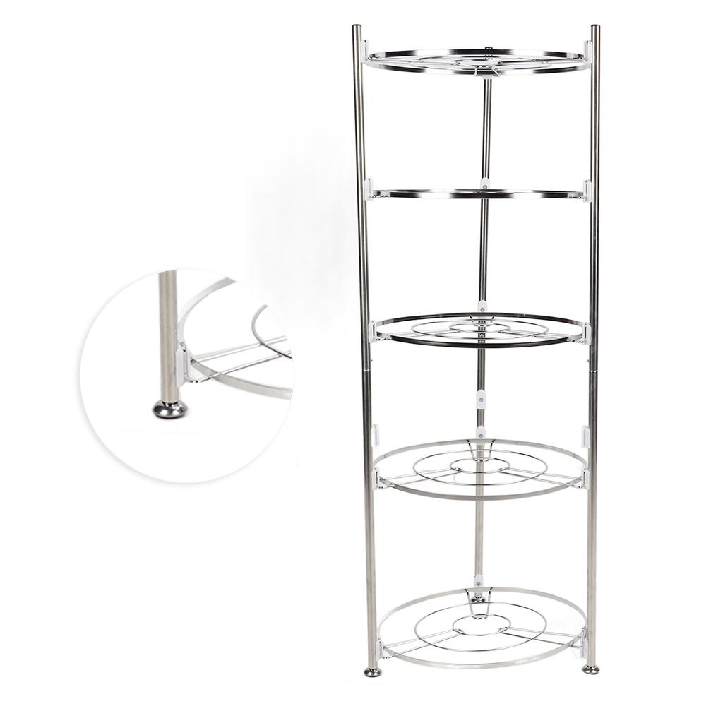 5 Tier Kitchen Pot Rack Stainless Steel Cookware Stand Storage Organizer Multi Layer Corner Shelf