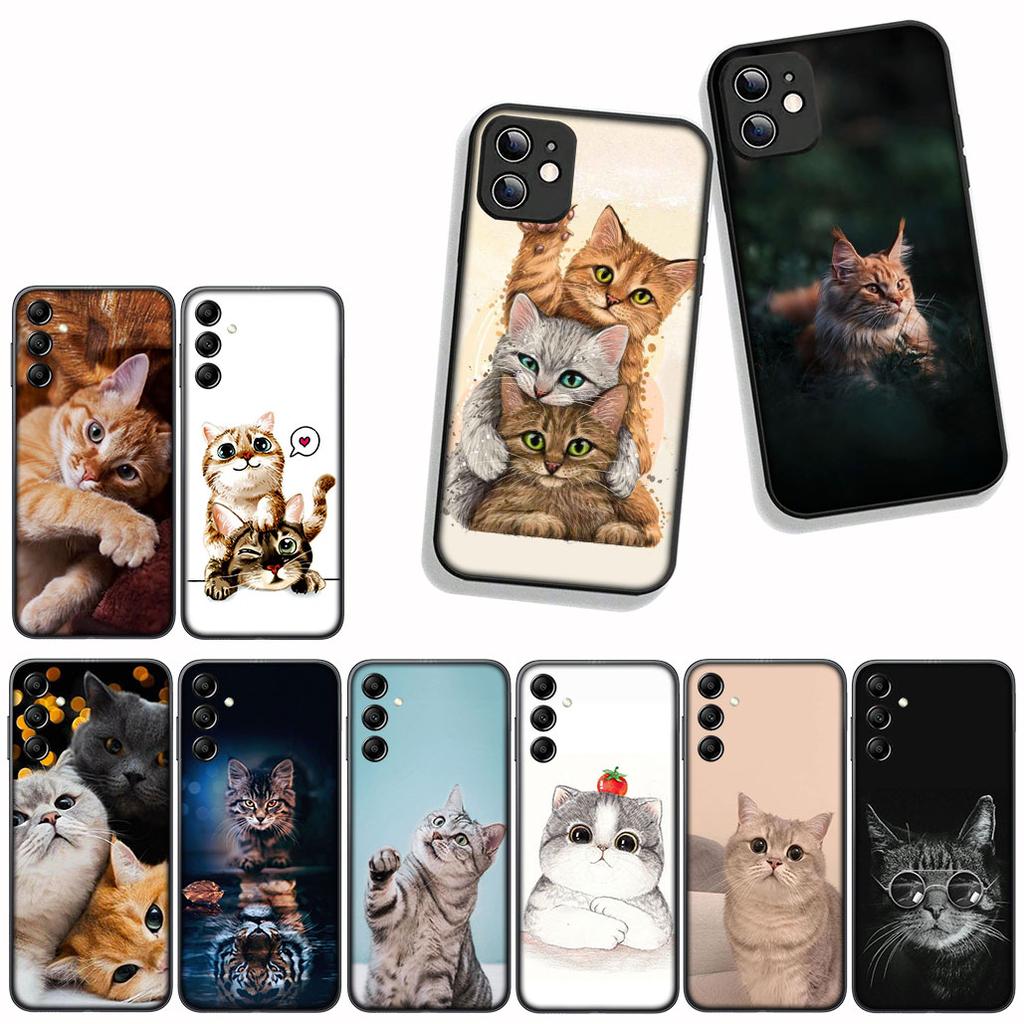 For Samsung Galaxy S25 S23 S22 S24 FE Ultra Plus A56 A05 A06 A15 A16 A57 S7 Edge Phone Cover Case Cat Meow