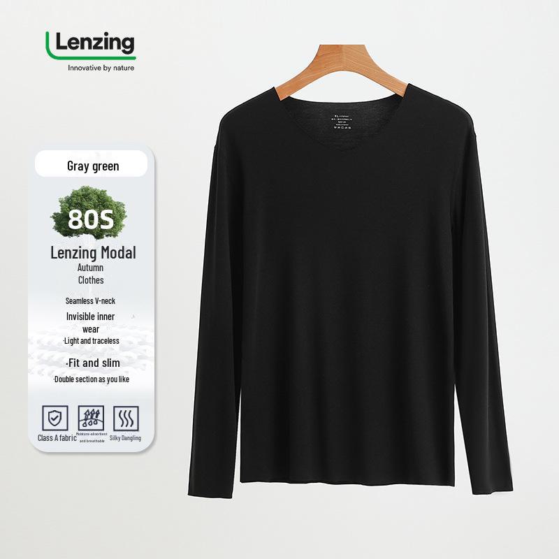 Men's V-Neck Thermal Underwear Set – Modal Autumn Top and Pants 