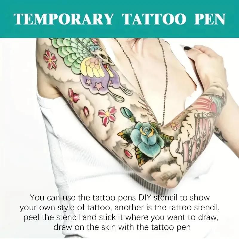 Temporäres Tattoo Stift Set, Mehrfarbig, Temporäres Tattoo Kit für Gesicht und Arme, DIY Make-up, Graffiti Dekoration Tattoo, Einfach aufzutragen
