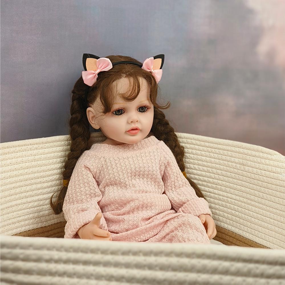 

55 см реалистичная кукла-реборн с прошитыми вручную волосами, реалистичная новорожденная, мягкая силиконовая, реалистичная, новорожденная, принцесса, кукла, девочка, подарок, игрушка 55cm