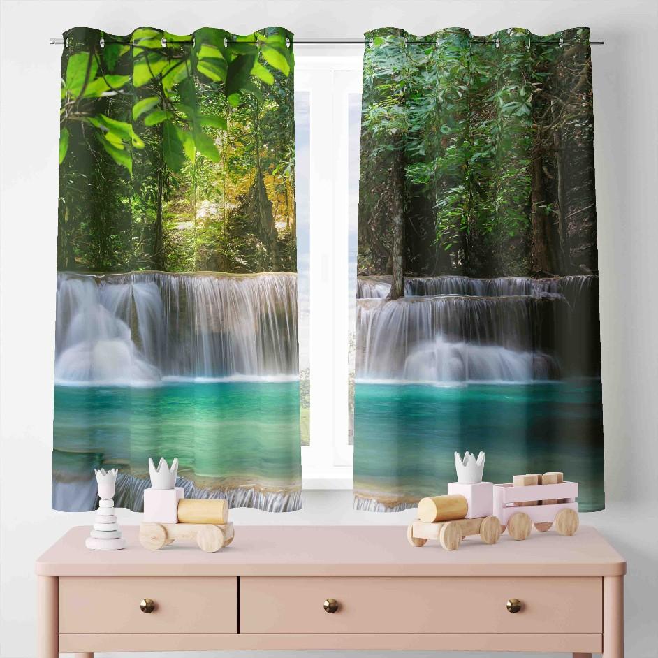 Skog Foss Gardiner Til Stue Luksus Natur Natur Blekkvindu Romersk Gardin Soverom Hjemmeinnredning Romdeler