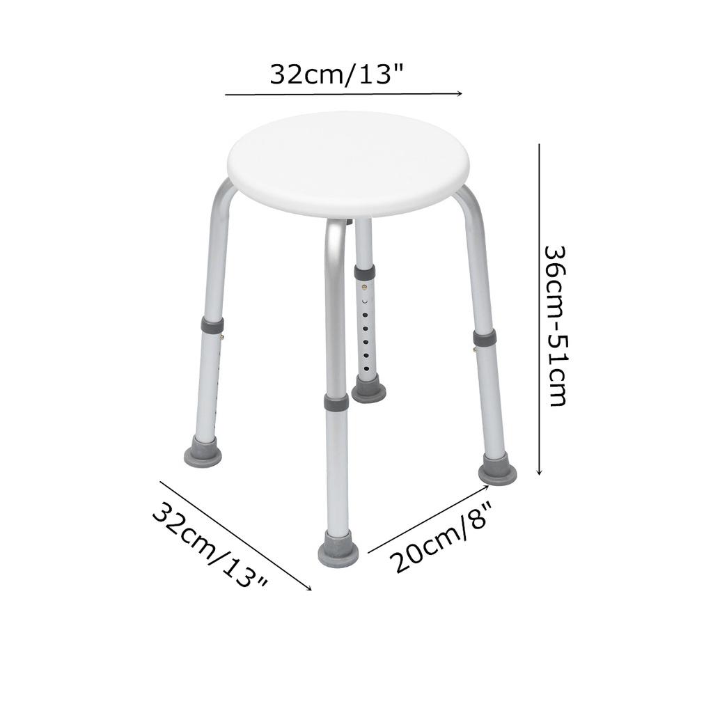 Sgabello Regolabile 7 Altezze per Vasca da Bagno Sedile Antiscivolo Toilette Disabili Sedia Bianca per la Casa Sedia da Bagno Doccia per Anziani