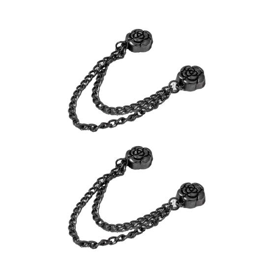 2Pcs Magnetic Clothing Clips with Chain Multi-Function Metal Clothes Magnet Pins Men Women Scarf Shirt Sleeve Pants Button Clip Accessories