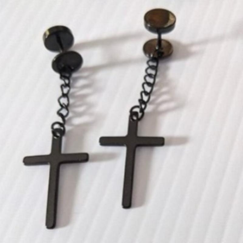 16 Pairs of Men's Earrings Set Black Stainless Steel Pendant Earrings Trend Piercing Jewelry
