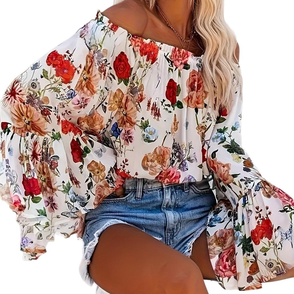 A New Summer Printed Women's Fashion and Casual One-shoulder Top