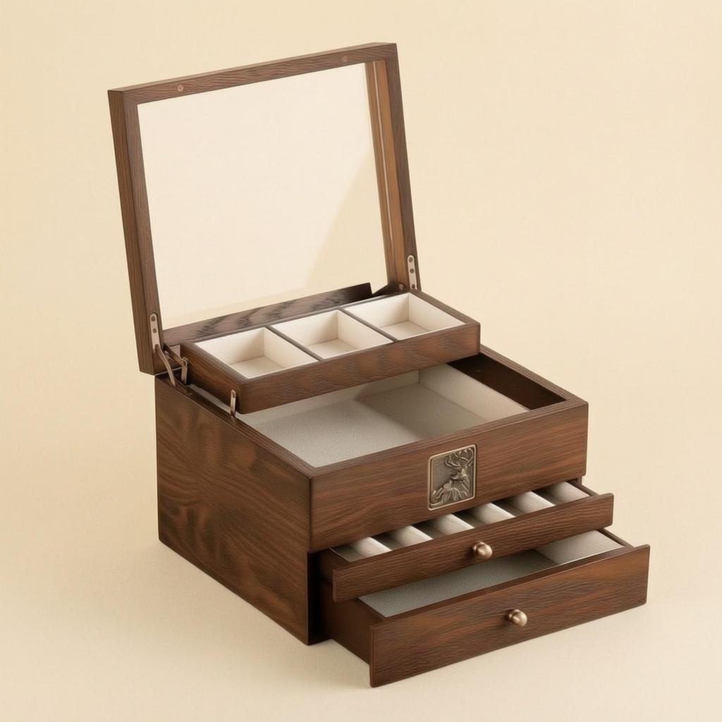 Four-Layer Jewelry Box with Drawers Elegant for Vanity, Bedroom