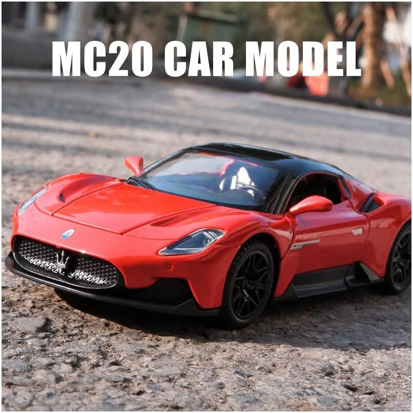 Legierung, Sammlerstück 1:32 Maserati MC20-Spielzeugautos aus Druckguss, Rückzugsfahrzeuge mit Ton und Licht für Kinder und Erwachsene, Geschenkkollektion
