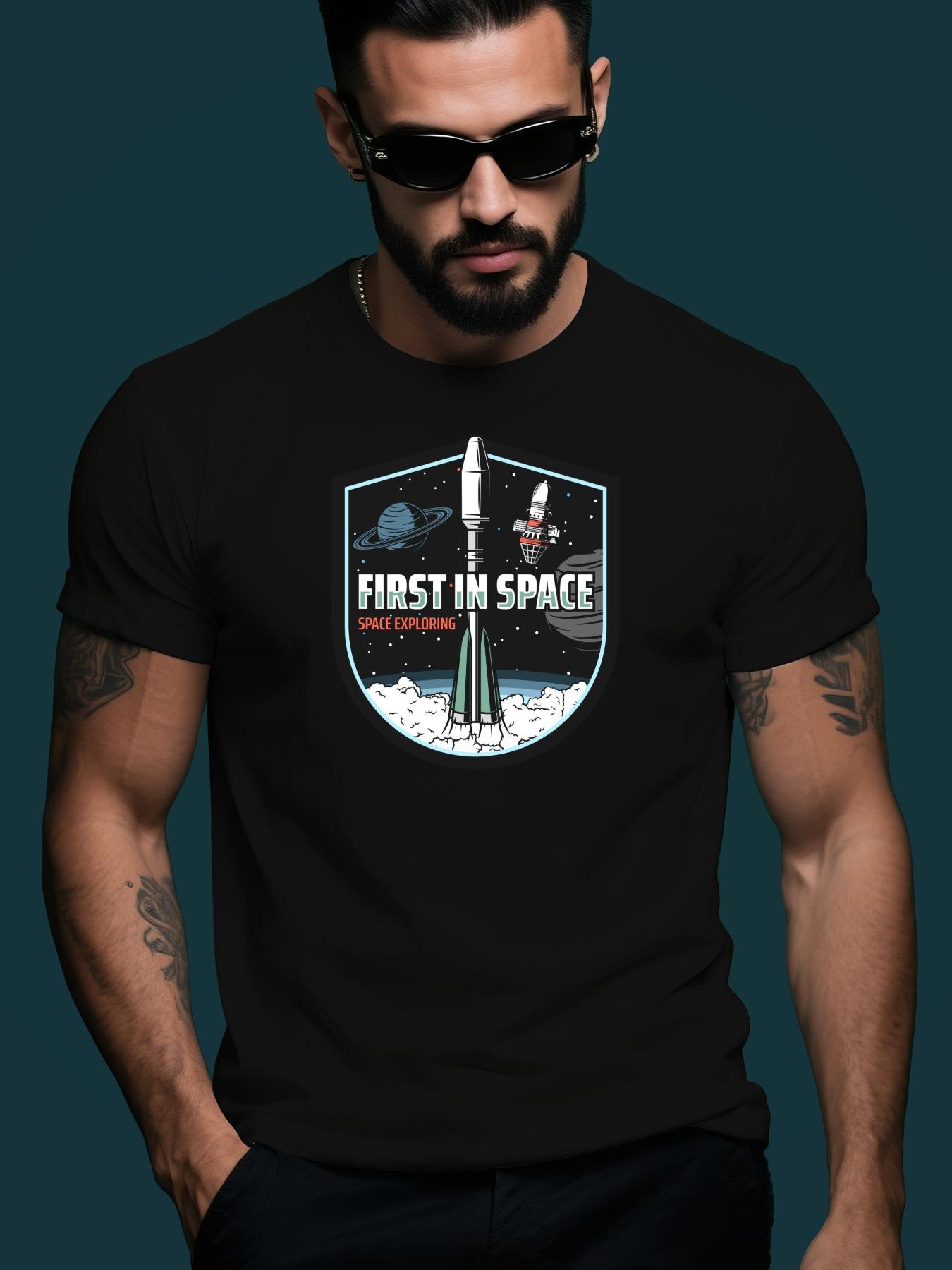 Rocket Launch Badge Trendy Streetwear Summer Casual Round... M