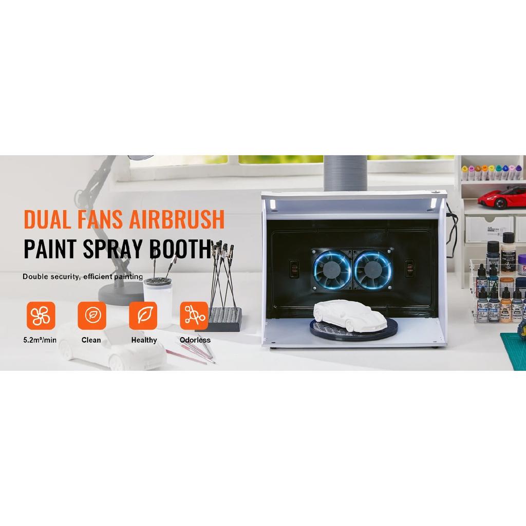 SucceBuy Airbrush Spray Booth Portable Hobby Airbrush Paint Spray Booth Kit with 4 LED Light Powerful Dual Exhaust Fans