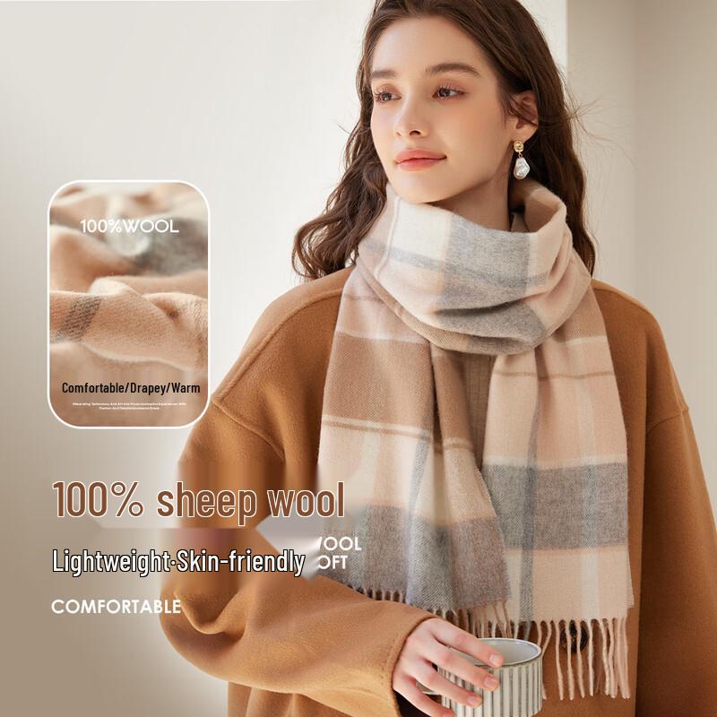 

Pure Wool Plaid Scarf W890 One Size (164x30cm)