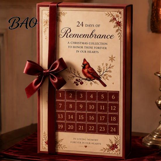 Christmas Tree Hanging Ornaments Red Bird 24-Day Countdown Calendar, 2D Acrylic Advent Holiday Decoration, Gift for Lovers Calendar