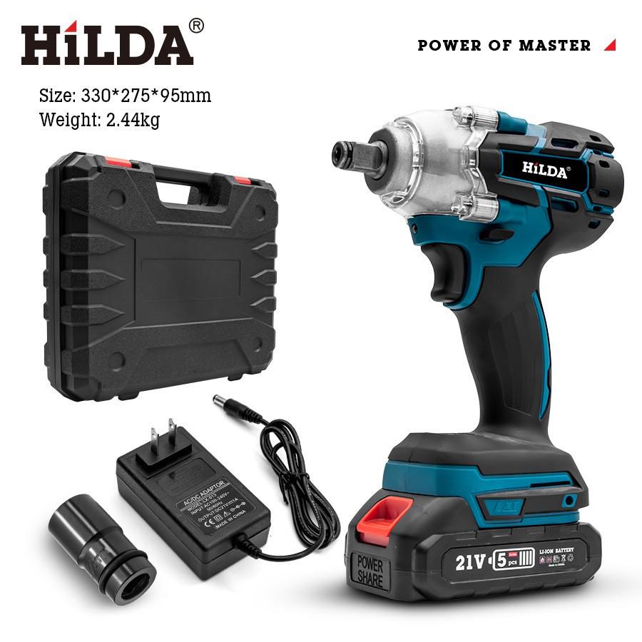 HILDA High Torque Brushless Electric Wrench with Adjustable Torque and Rechargeable Lithium Battery