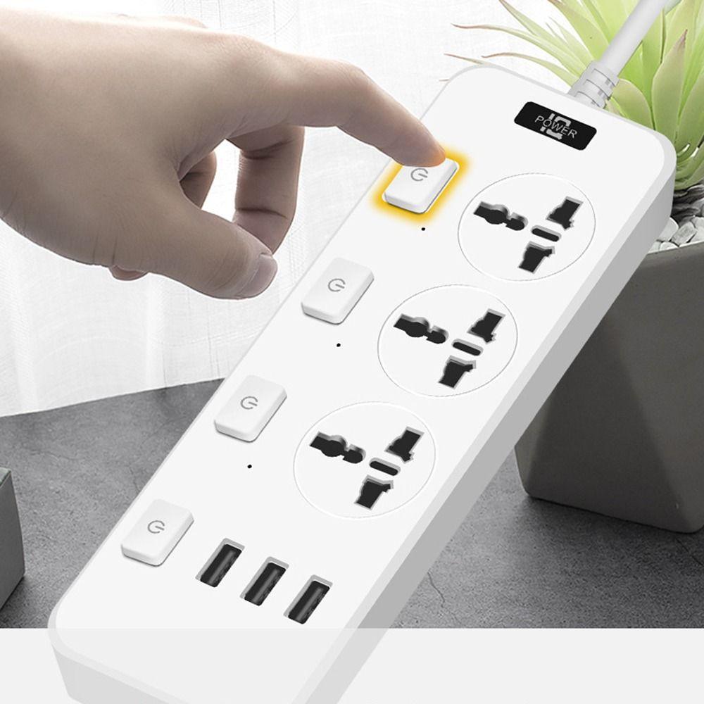 Universal Power Strips US UK EU Plug Flat Outlet Extender Cord Power Extension Board  Office