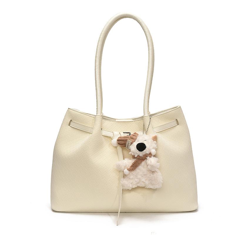 

Большая вместимость Niche Портативная сумка-тоут Женская трендовая универсальная сумка-мессенджер из высококачественной фактуры no pendant белый