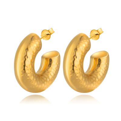 Orecchini Vuoti Retro in Acciaio Inossidabile da Donna Premium Leggera Lusso Orecchini in Acciaio al Titanio 18K
