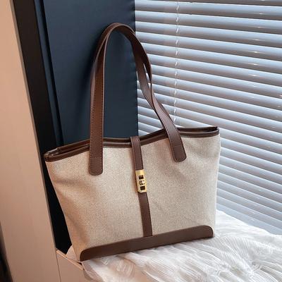 Commuter Fashion Hand Carry Women's Bag Autumn and Winter New Versatile Large-capacity Shoulder Bag Splicing Temperament Tote Bag