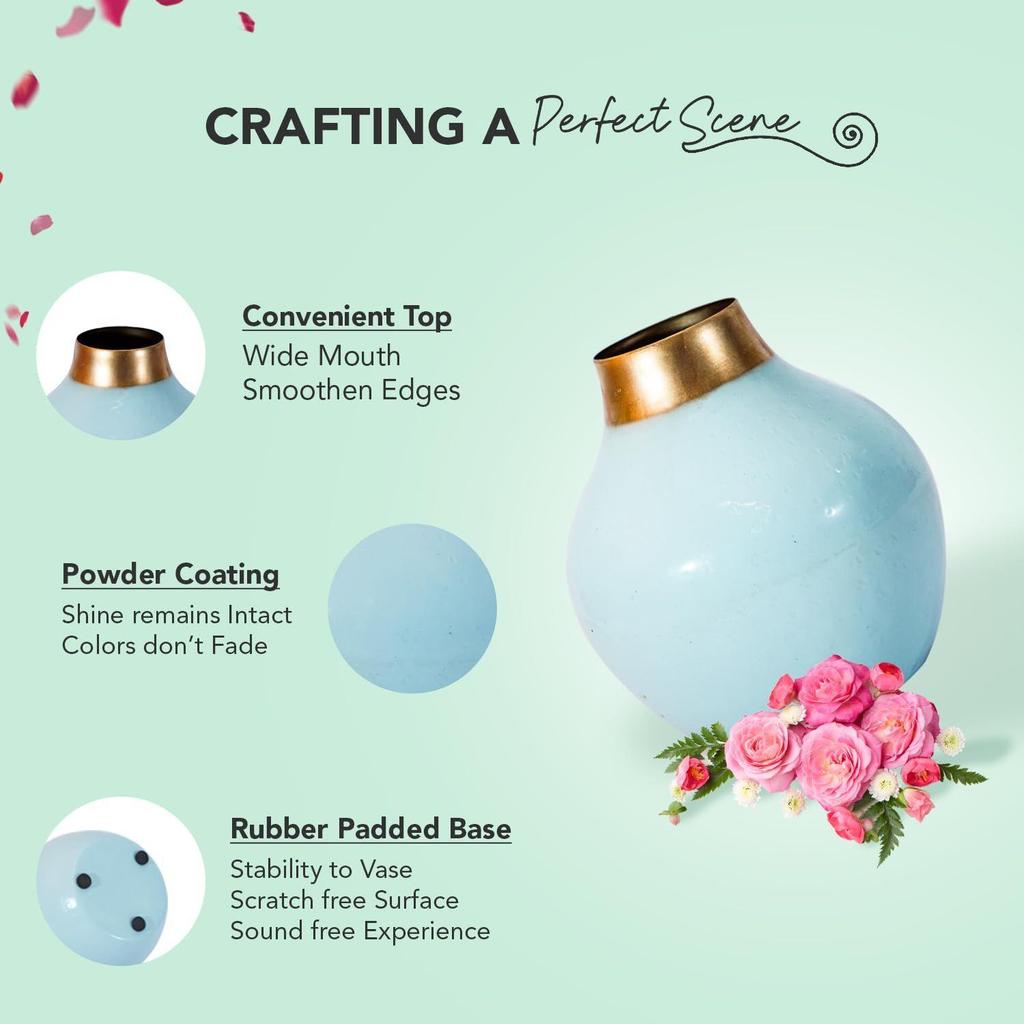 Unbreakable Metallic Flower Vase for Home Decor | Aesthetic Flower Vase Gift for Wedding, Housewarming, Parties, Gatherings