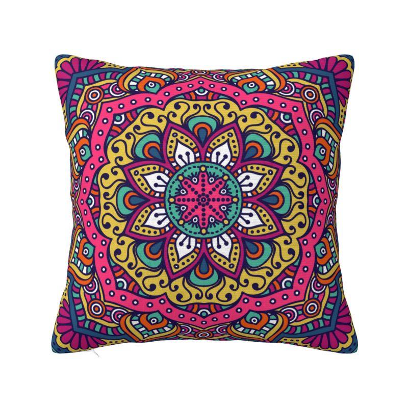 Custom Bohemia Ethnic Mandala Flower Cushion Cover 45x45 Cm Polyester Throw Pillow Case For Sofa Decoration Bedding Pillowcase
