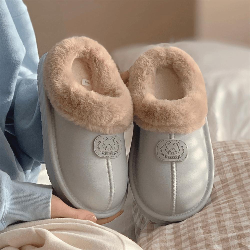 

Фабричные водонепроницаемые хлопковые тапочки для мужчин и женщин, толстоподошвенные, нескользящие, зимние теплые плюшевые домашние, можно носить обувь для послеродового периода 44-45 серый