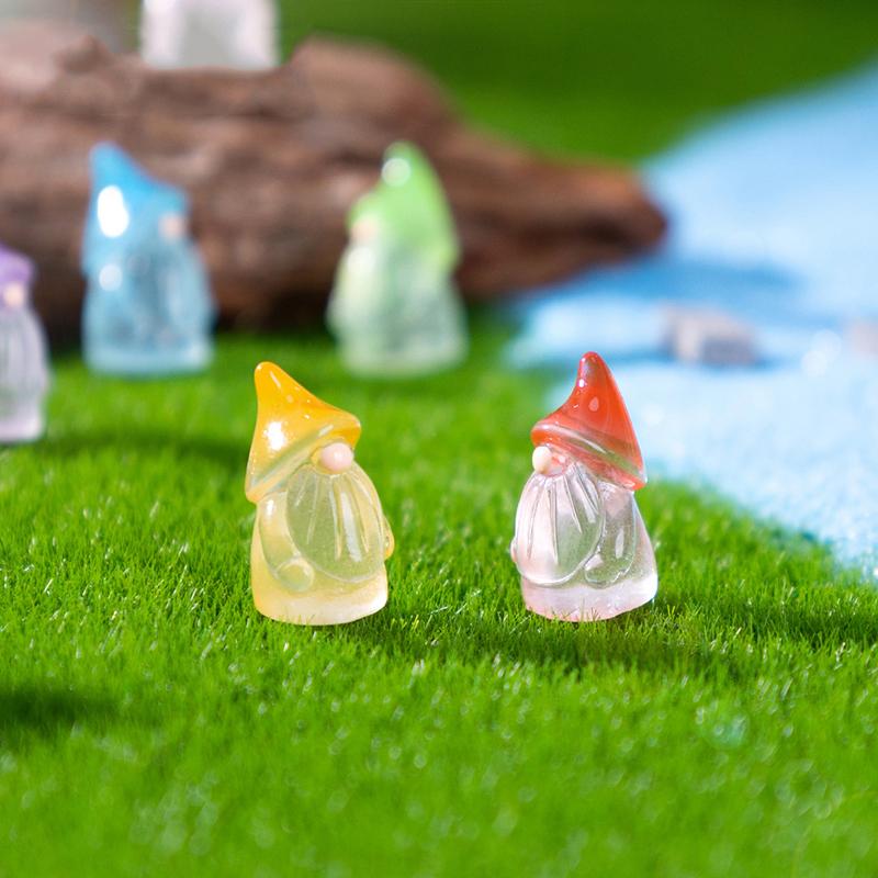 6Pcs Mini Gnomes Fairy Garden Miniatures Luminous Forest Fairy Moss Micro Landscape Decoration Accessories Home Decor