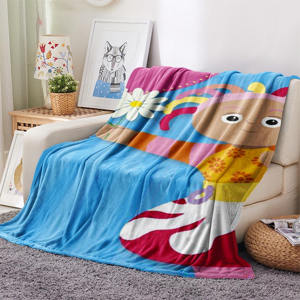 1PC In The Night Garden Print Flannel Blanket, High Quality Comfortable for All Seasons, Home Decor, Warmth and Comfort, Perfect for Christmas Gifts