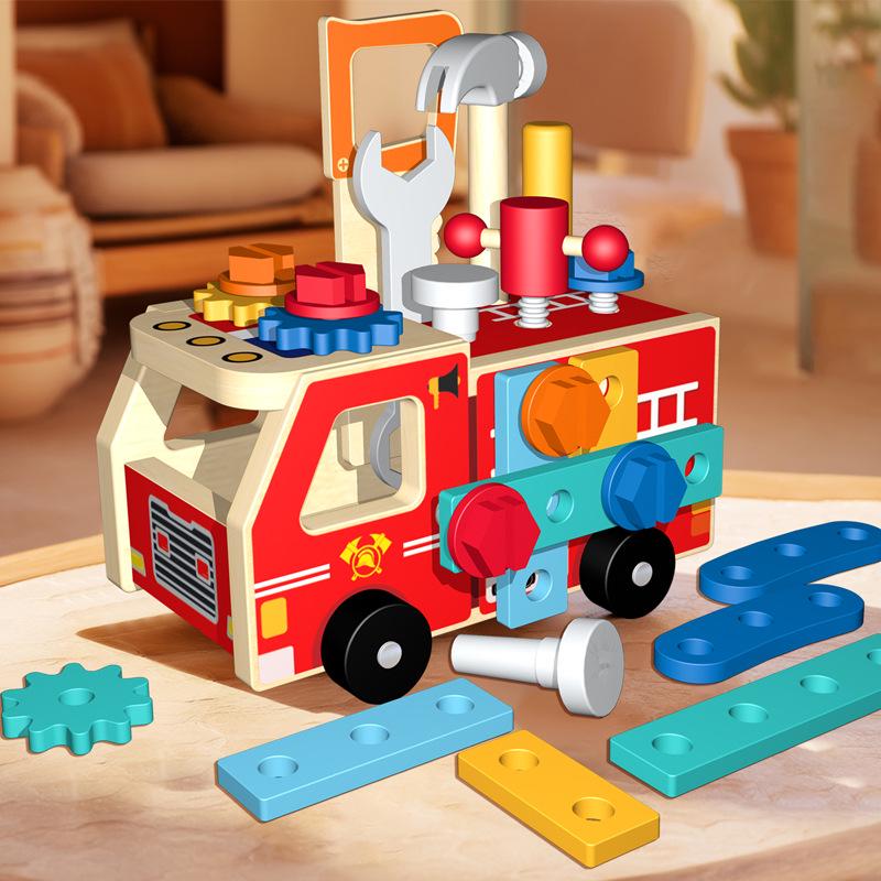 Children s Wooden Fire Truck Assembly Toy - Educational Dexterity Tool