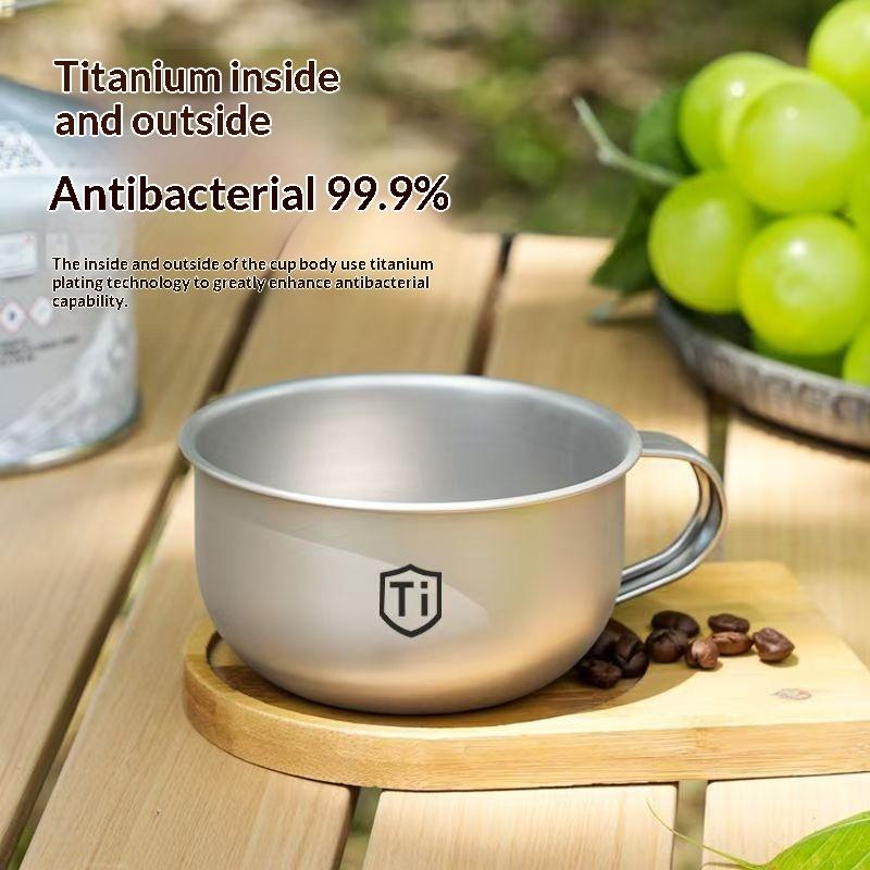 MINI Camping-Wasserbecher Titanlegierung Tragbarer Tee-Kaffeebecher Outdoor-Küchenausrüstung Bergsteigerbecher 80/220ml