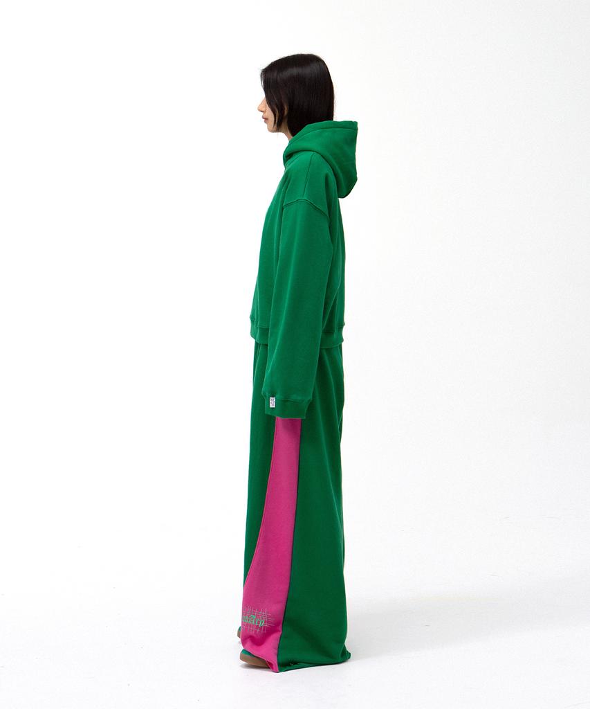 Diploma Embroidered Half Crop Hoodie - Green