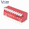 Red 2.54MM Piano-Style DIP Switch, Side-Actuated, Available in 1/2/4/5/6/8/10 Positions