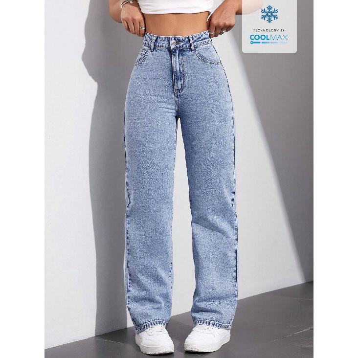 

New Spring/Summer Women s High-Waisted Loose Straight-Leg Jeans Casual Versatile Trousers XS светло-синий