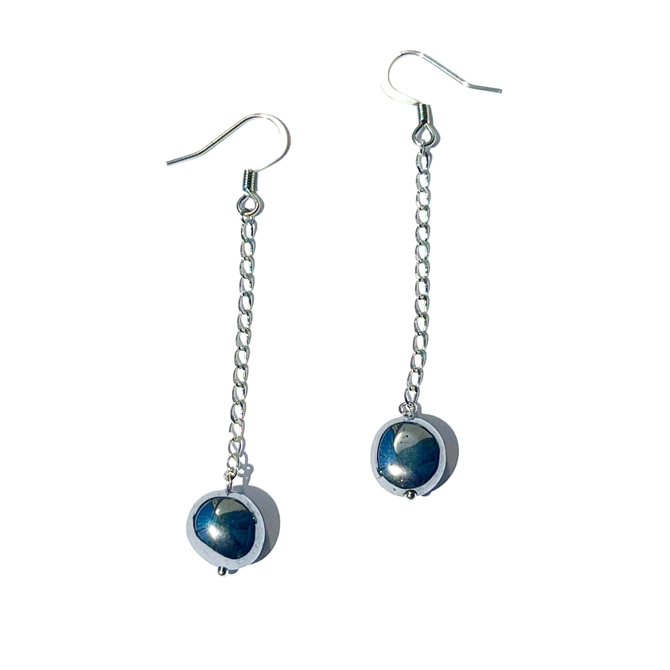 

[comimi] Women s Hypoallergenic Terahertz Artificial Stone Hook Earrings with Stainless Steel Chain, Lightweight and Dangling