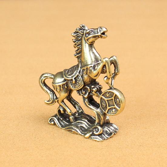 Мініатюрна статуетка щасливого коня з латуні з монетою, символ Китайського Нового року, Фен-шуй, талісман-кінь, прикраса, вінтажна мідна скульптура тварини за гороскопом для багатства, удачі
