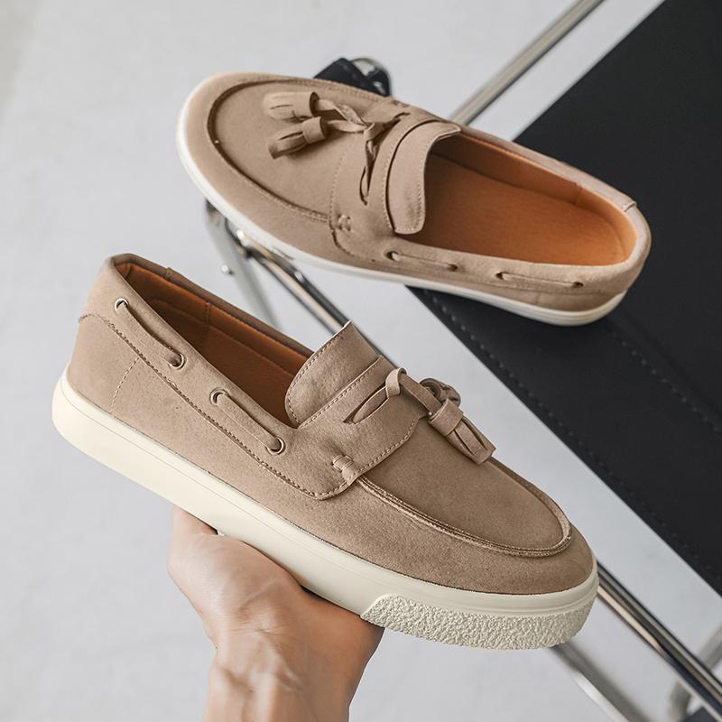 2025 Hot Sale Mens Slip On Loafers Lightweight Breathable Comfort Non Slip Soft Sole Hand sewn tassels Casual Walking Shoes