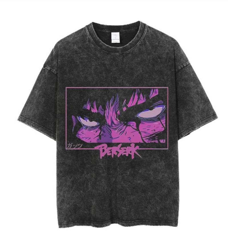 Unisex Hip Hop Men Streetwear Tshirt Washed Black Anime Naruto Graphic T-Shirt Cotton T Shirt Summer Tops Tees Vintage T Shirt