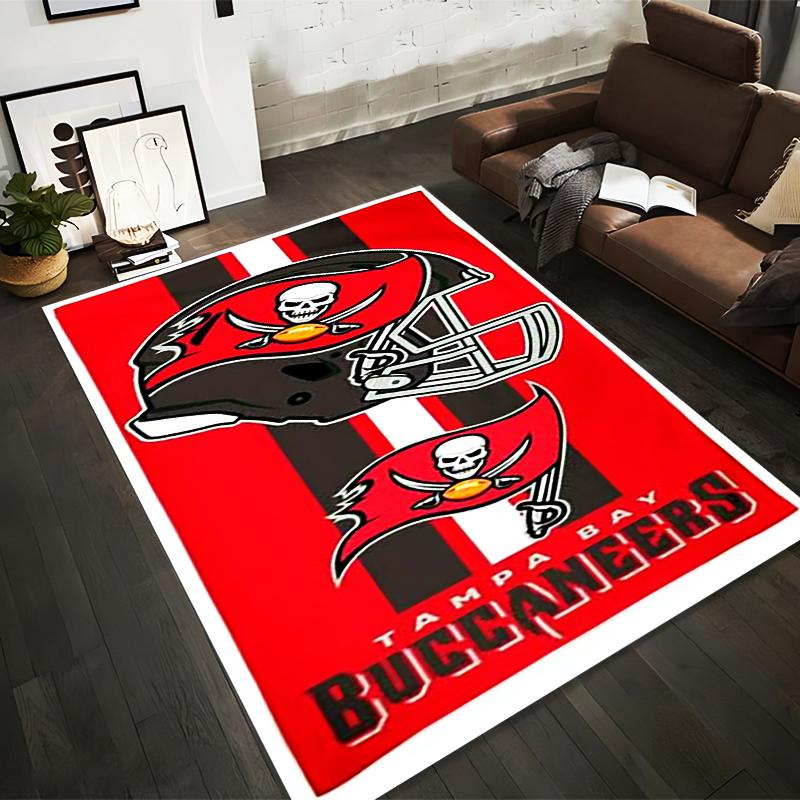 Tampa Bay Buccaneers Helmet and Logo Rug Non-slip Rug Suitable for Living Room and Bedroom Sofas