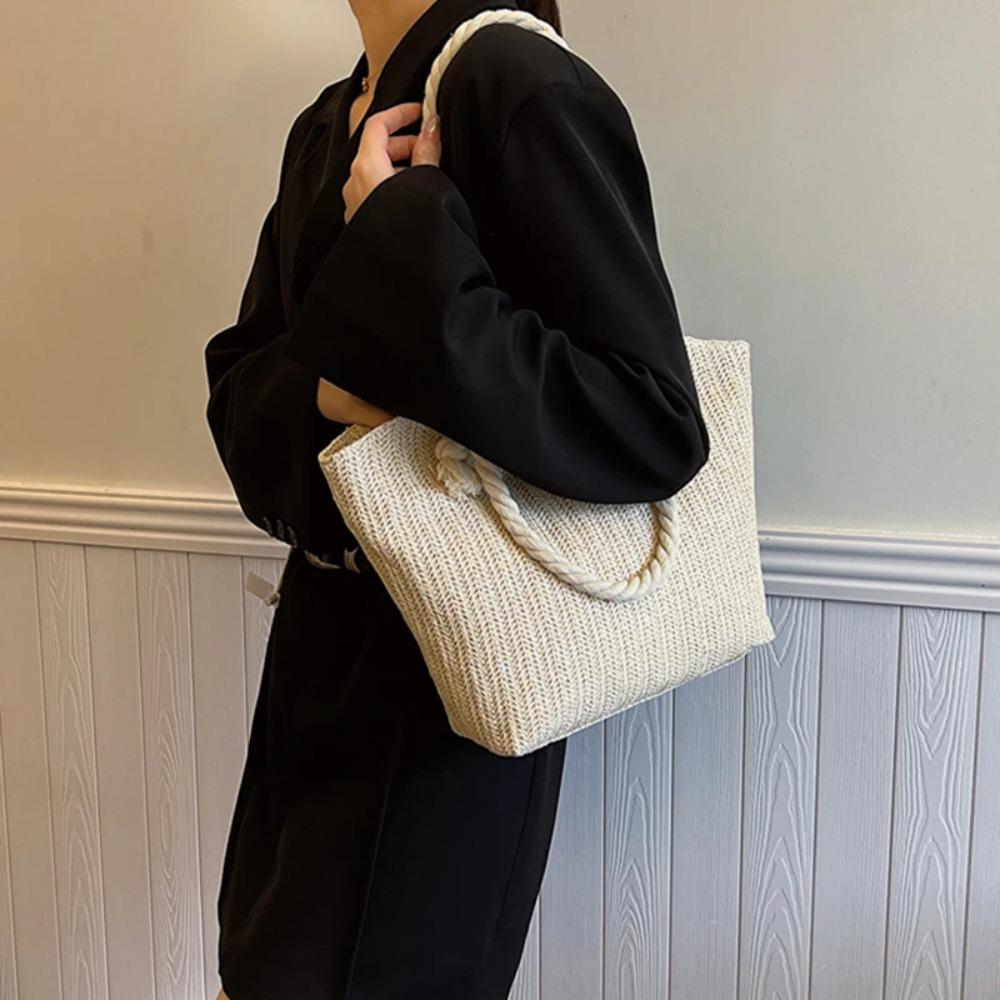 Elegante Damen-Strohtasche Böhmische Unterarm-Umhängetasche Langlebige Lässige Strandhandtasche Outdoor