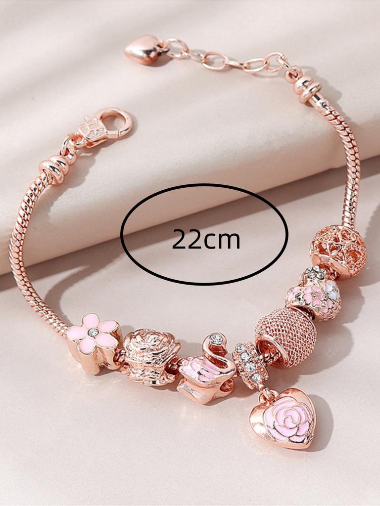 Minimalist And Atmospheric Oil Dripping Rose Heart Bead Bracelet Fashionable Oil Painting Swan Lantern Bead Bracelets