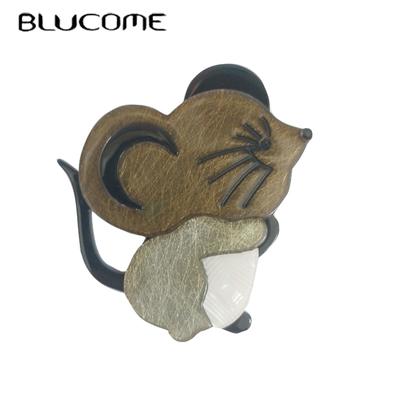 Amazing Price Multi-Layer Acrylic Mouse Series Brooches Icon Flannel Cartoon Black Animal Brooch Badge Hijab Pin New Year's Gift
