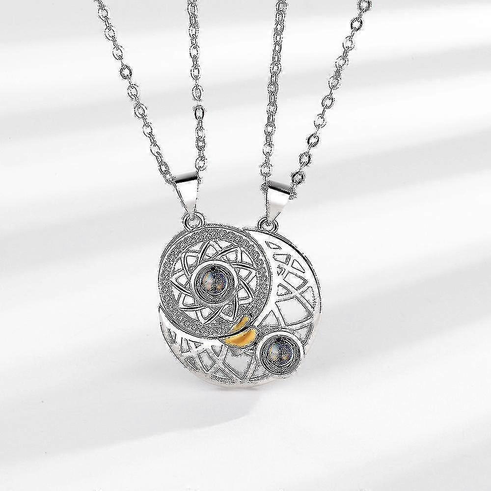 Sun Moon Star Couple Necklace Pendant Projection Necklace