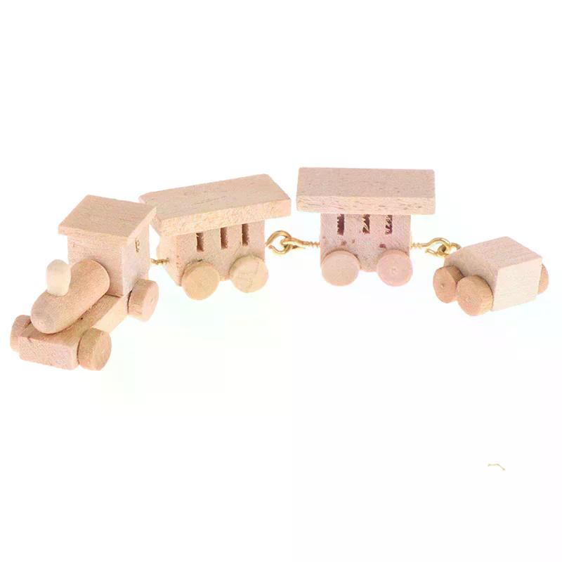 /Gj/1Pc 1:12 Dollhouse Miniature Wooden Train Simulation Model Toy Doll House Decor For Kids Creative Play