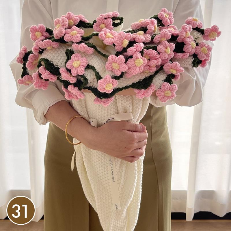 80Cm Finished Crocheted Rose Bouquet Blanket Handmade Knitted Flower Bouquet Blankets Home Decor Bed Sofa Throw Blanket Gift