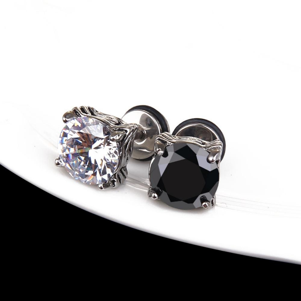 Gothic Punk Unisex Stud Earring Black CZ Prong Tragus Screw Backs for Women/Men Romantic Particular Party Fine Jewelry Gifts