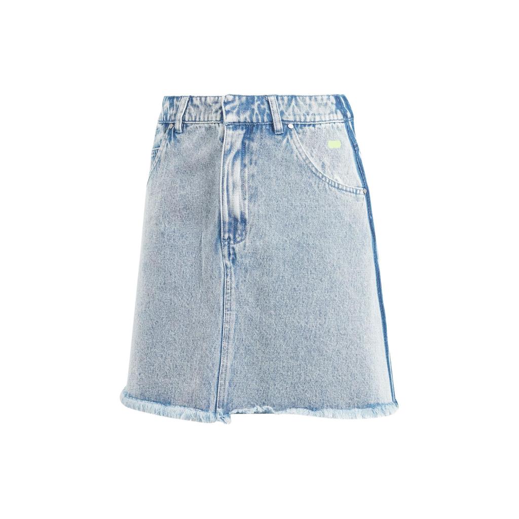 Adidas Originals Frayed Denim Skirt Women Bottoms Light-Blue-Gray IU2509
