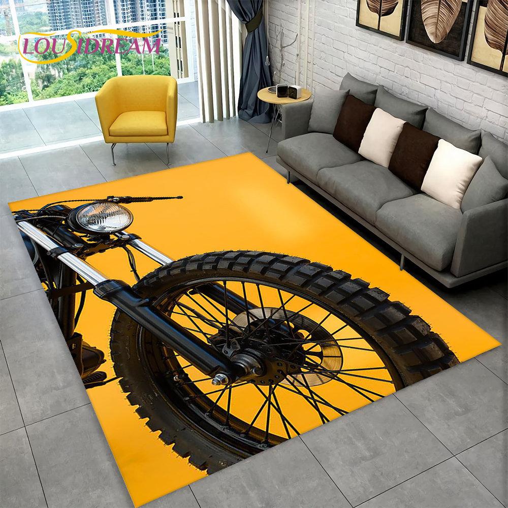 3D Motorcycle Racing Carpet Family Living Room Bedroom Decoration Door Mat Playroom Children Play Non-Slip Floor Mat
